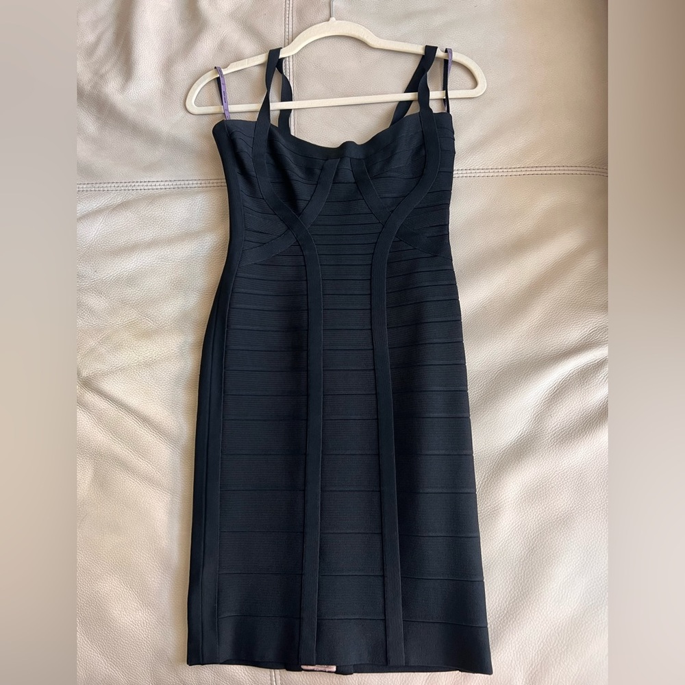 Herve Leger rare bandage dress black with metal details on back size small
